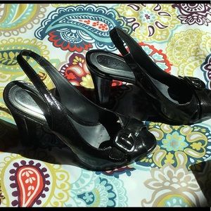 Alfani Step-n-flex Black Patent Sling Back-pumps